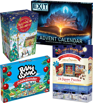 Julekalender - Julepuslespill og julebrettspill - Se det store utvalget her Julekalendere med spill og puslespill